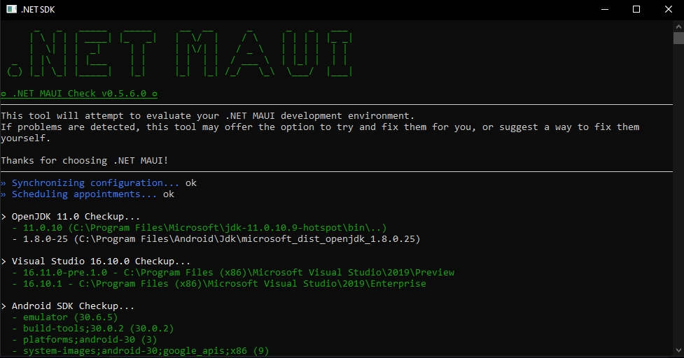 MAUI Check tool screenshot